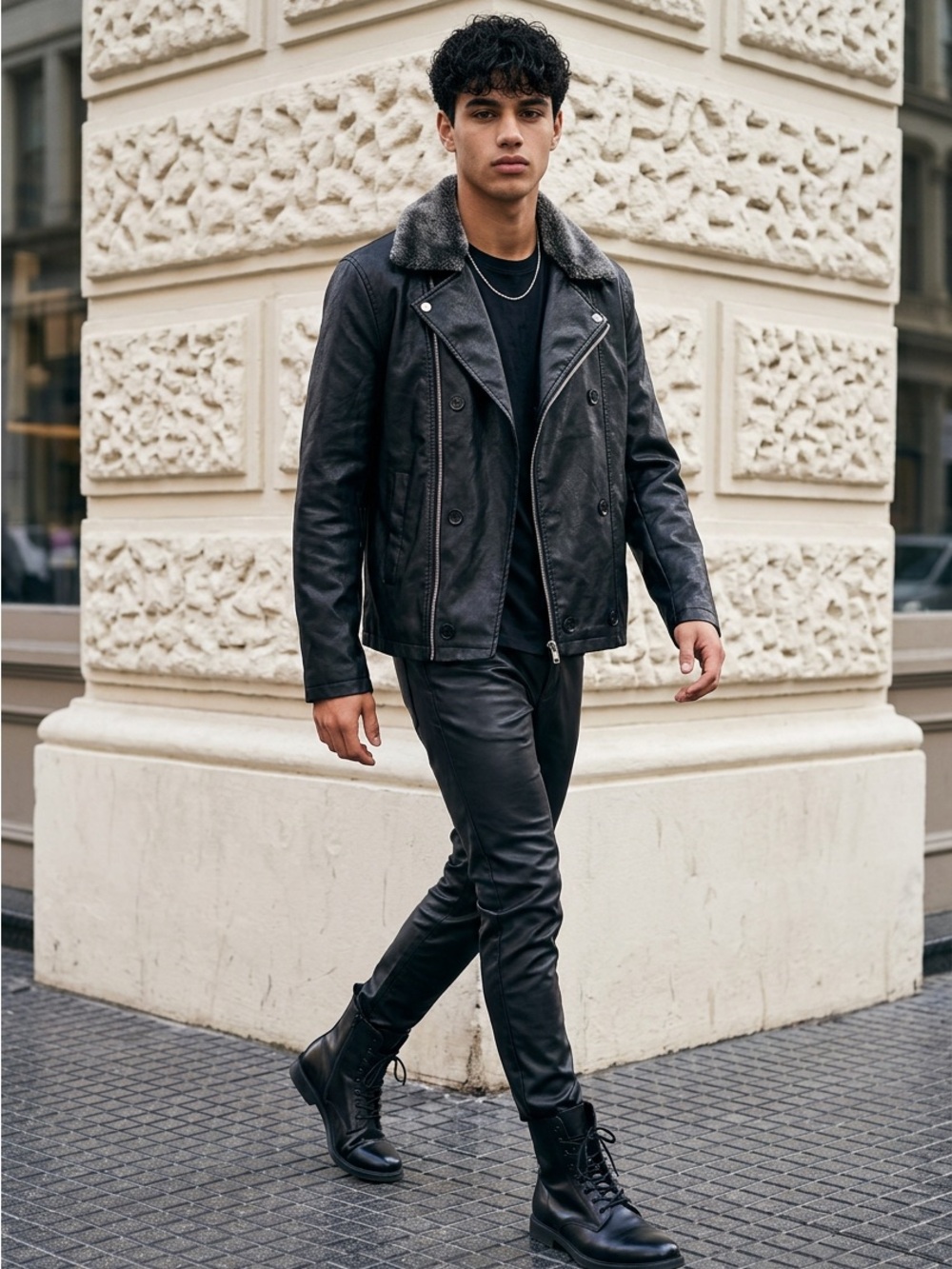 21 Men Faux fur Collar Jacket